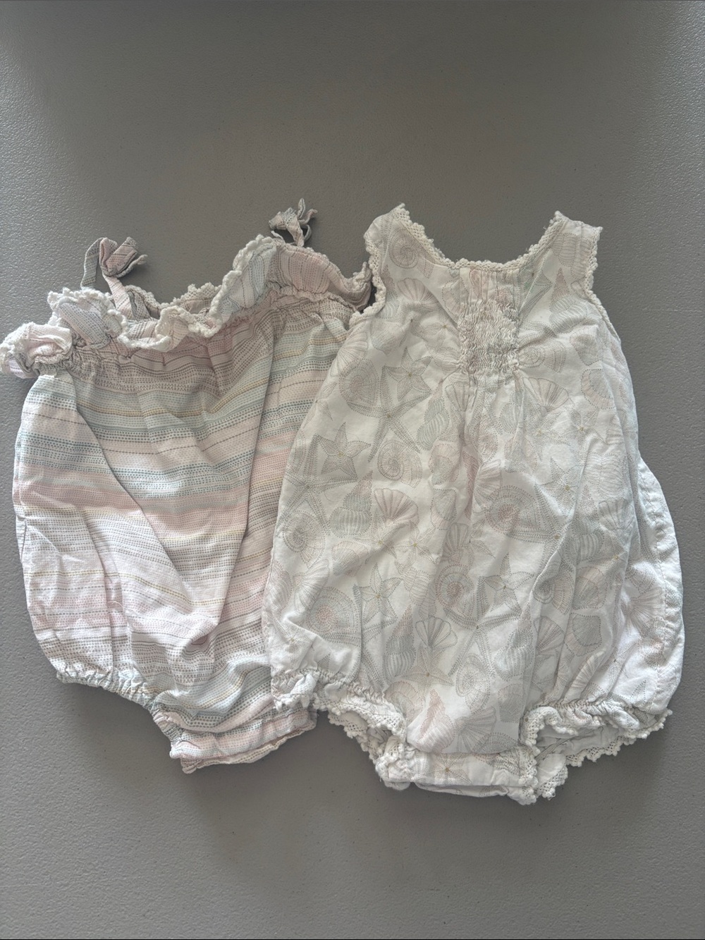 Tommy Bahama Baby Girls' White and Pastel Stripe Romper Duo
